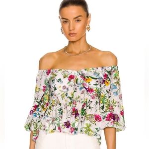 L'Agence Elena Botanical Floral Garden Off Shoulder Blouse